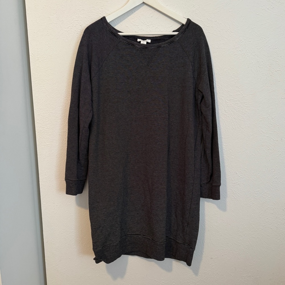 Daily Ritual Black and White Striped Raglan Dress Sweatshirt Dress Size M